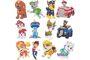 TYDEUS Diamantmalerei Kinder, 12 Stück Diamond Painting Set, Cartoon Hunde Theme Diamant Malerei Kits, Crystal Diamond Painting Hund, DIY Voller Crystal Strass Diamantmalerei Set für Erwachsene Kinder