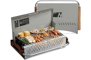 Naturehike Składany grill na węgiel drzewny, 50,2 x 32,8 x 33,5 cm, przenośny grill kempingowy, do użytku na zewnątrz, do ogrodu, szary