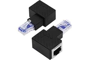 YACSEJAO Adattatore Ethernet RJ45 Cat5e / Cat6 ， 2Pack 90 gradi Ethernet RJ45 / 8P8C Supporto adattatore ad angolo retto maschio-femmina Cat6 / Cat5e （Destra）
