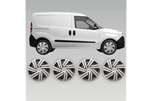 DARFOX 15 inch Wheel Trims Set of 4 – Fits Peugeot Partner Mk2 (2009–2018), Citroen Berlingo Mk2 (2008–2017) – Hubcaps – Silver/Black Covers for 15" Standard Steel Wheels (crsb)