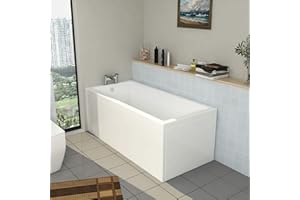 ROYAL BATHROOMS.CO.UK 1400 x 700mm Designer Single Ended Bathtub Acrylic Square Bathroom Square Straight Bath Tub - Cesar
