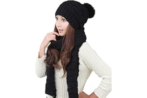 AISHNE Winter Mütze Schal damen set warme Gestrickt Beanie mit pom Frauen Mädchen wolle