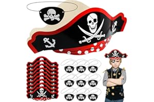 FORYNXHWIN 20 sztuk kapelusza pirackiego dla dzieci, zestaw na urodziny pirata, 10 sztuk pirackich czapek, 10 sztuk pirackich akcesoriów na Wielkanoc, Halloween, Boże Narodzenie, maskaradę, imprezę