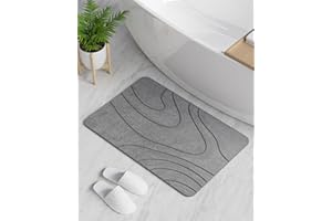 ZORUMAN Zorumum Kieselguhr Bath Mat, Non-Slip, Quick-Drying, 100% Natural Stone Rug, Dark Grey River, 60 x 39 cm