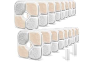 PURE REALM 18 Stück Filter Katzenbrunnen für Catit Pixi Trinkbrunnen Ersatzfilter, 2,5L Katzen Wasser Brunnen Filter, Dreifaches Filtersystem, mit Harz und Aktivkohle, 2 Schläuch