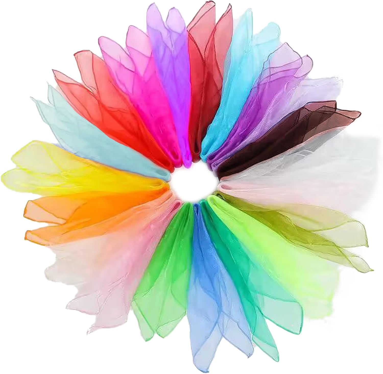 Genérico 20 Pañuelos de Malabares, Pañuelos de Colores, Pañuelos de Baile, Bufandas Malabares Pañuelos Mágicos para Fiestas Infantiles y Juegos Malabares 60 x 60 cm