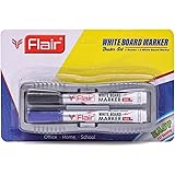 FLAIR Creative Series 103 White Board Duster & Pen Set | Non-Toxic | Bold Tip For Distant View | Safe For Children Usage | Se
