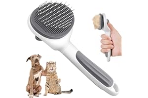 RHITCHY Brosse Chien Brosse Chat, Peigne Déméloir Chien Professionnel et Brosse Chien Poil Long, Brosses de Toilettage Anti Sous Poils pour Animaux, Élimine Efficacement le Sous-poil et le Duvet (Gris)
