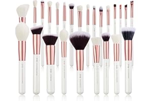 Jessup Brand 25pcs Professional Makeup Brush Set Beauty Cosmetic Foundation Powder Blush Eyeshadow Blending Highlighter Natural-Synthetic Hair Brushes (Pearl White/Rose Gold) T215