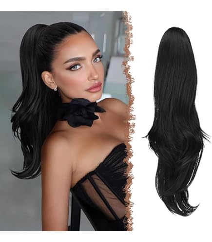 GLAM21USA Spiral Curl Long 20 Inch Drawstring Ponytail For Black Women Clip In Curly Hair Extension Fake Ponytail Synthetic Hair Piece Extension (Spiral Curl 20 Inch, 1B-Off Black