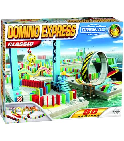 Set track creator + 400 domino express - distributeur machine de pose - piste circuit 8 5 m - jeu construction + carte