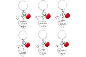 Nfyxcaz 6PCS Teacher Keychain Thank You Gifts for Teacher Graduation Keyring for Teacher from Students Teachers Appreciation Gifts