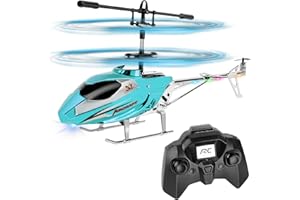 Aolso Elicottero Telecomandato,2.4 GHz Aereo Telecomandato con Controllo di Stabilità Giroscopica,Mantenimento Dell'altitudine,Luci LED,3.5 Canali Aereo Giocattolo per Bambini-Blu