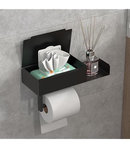 Belle Vous Toilet Paper Holder With Drawer - Self Adhesive Toilet Roll