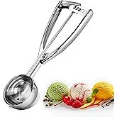 Bixel Ice Cream Scoops with Easy Trigger - Large Sized (6.3cm) 304 Stainless Steel Cookie Scoop for Meatballs, Mellon Balls, 