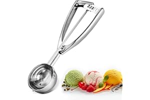 Bixel Ice Cream Scoops with Easy Trigger - Large Sized (6.3cm) 304 Stainless Steel Cookie Scoop for Meatballs, Mellon Balls, Mashed Potatoes and Muffins