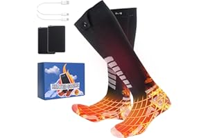 Ninonly Chaussettes Chauffantes pour Hommes Femmes 4 Niveaux Température Chaussette Chauffante Rechargeables pour Ski, Randonnée, Camping et Activités Hivernales en Plein Air