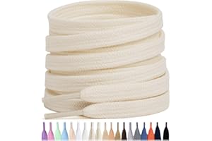 Stepace 2 Paires Lacets Plats Premium 100% Coton - Épaisseur 8 mm - Lacet Chaussures de remplacement pour Baskets Sneakers