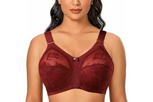 Ayigedu Ladies Plus Size Bra Minimiser Lace Full Coverage Firm Hold Non Padded Non Wired