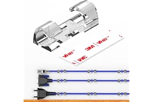 Clips Câbles Adhésifs Rangement de Câbles, XIAOXI Gestion de Câble Support Organiseur de Fils Electriques pour Cordon dans la Voiture, la Maison ou le Bureau - Lot de 20 (Transparent)