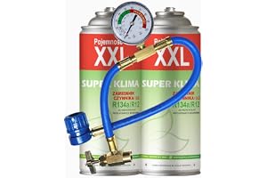 2 x SUPER KLIMA R134a påfyllningsset bil luftkonditionering med manometer och slang, klimatgas-set