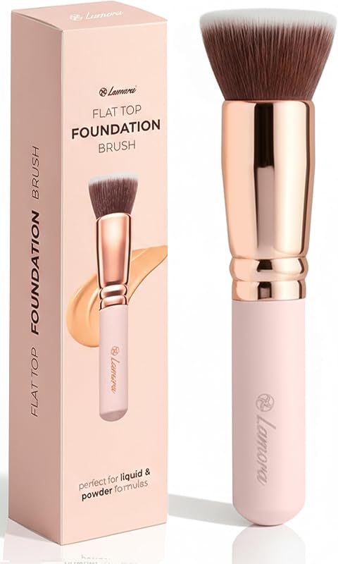 Make Up Brush Foundation Kabuki Flat Top - Perfect For Blending Liquid, Cream or Flawless Powder Cosmetics - Buffing, Stippling, Concealer - Premium Quality Synthetic Dense Bristles!