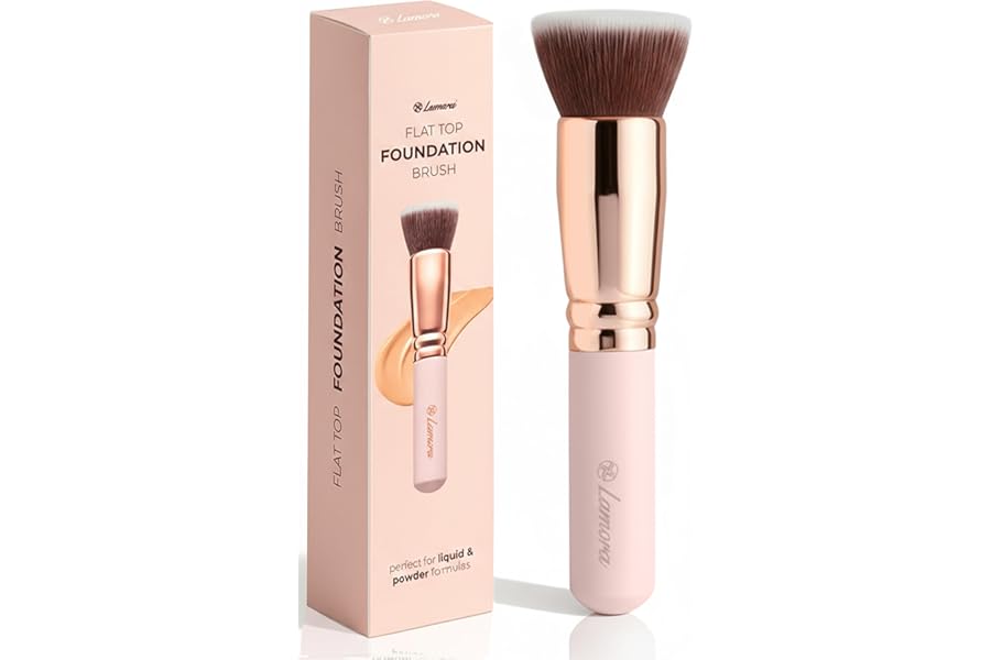 Make Up Brush Foundation Kabuki Flat Top - Perfect For Blending Liquid, Cream or Flawless Powder Cosmetics - Buffing, Stippling, Concealer - Premium Quality Synthetic Dense Bristles!
