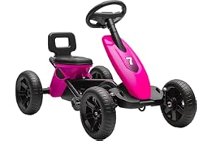 AIYAPLAY Pedal Go Kart for Kids, Children Ride-On Race Car with Silent EVA Tyres, for 2-5 Years, Pink