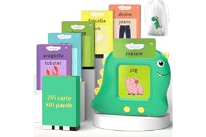 GUISHOP-EU 510 Parole flashcards bambini italiano e inglese, amico vocabolo gioco italiano,giochi montessori 2 anni, educativi prescolari Lingua Imparare a parlare Colori Numero Animali
