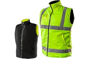 NEO TOOLS Gilet de Sécurité Professionnel 2en1 en Polaire, Coupe-vent et Imperméable ou ensemble avec Pantalon Imperméable - Taille. S-3XL pour Hommes | Réversibles, Réfléchissants d'un Côté