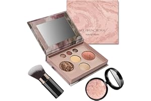 SHEBEEDO Baked Palette Makeup Set,3Pcs Cosmetic Make Up Starter Kit, Includes Baked Foundation, Bronzer, Blush, 2 Highlighters, 3 Eyeshadows and Brush, Makeup Gift Set For Teenage & Adults (Fair)