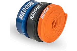 SUPER ACTIVE SPORTS MARTIAL MADGON Bande Elastiche di Resistenza (Come Fascia Singola in 5 Punti di Forza o in Set) – Resistance Band Antistrappo con Borsa e Guida PDF - Elastici Fitness