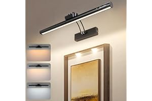 Lampop Rechargeable Picture Lights for Wall 5000 mAh Battery Operated Wall Lights with Remote, Timer, Dimmable 3Colors, 19.7inch Metal Wireless Picture Lights for Painting, Gallery, Black