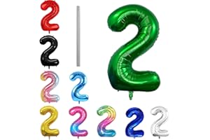 AOISYESBIG Geburtstag zahlen Luftballon 2 jahre-dunkelgrün XXL Jumbo Folienballon 40 Zoll – 101 cm Luftballons 2. Geburtstag Junge Mädchen Babyparty Geburtstagsdeko Jubiläumsparty Dekoration – Fliegt mit Helium