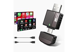 BYTEWAVE Wireless Android Auto & CarPlay Adapter 2-in-1 Converts Wired to Wireless 2025 Upgraded, Plug-and-Play Dongle with Low Latency, Connect for iOS10+/Android 11+ Cars - brown