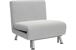 HOMCOM Single Sofa Bed Sleeper Foldable Portable Pillow Lounge Couch Living Room Furniture - Light Grey