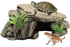 Samuliy Cachette D'habitat Reptile Tortue | Grotte De Cachette D'habitat De Reptile | Ornement D'habitat Reptile Roche Repos Quai Résine Tortue | pour La Décoration De Terrarium D'aquarium De Tortue