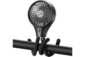 COMLIFE Automatisch oszillierender Kinderwagen Ventilator, tragbarer Tischventilator mit flexiblem Stativ, USB-Ventilator für Kinderwagen Autositz Laufband Camping Outage, schwarz