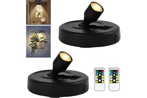 RAHAN 2 stycken batteridrivna LED-strålkastare bildljus, inomhusbelysning, puck lampor med fjärrkontroll, bildram ljus, konst