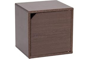 Iris Ohyama, Amario de madera / ahorro de espacio / estante de madera / unidad de almacenamiento / casillero, Combinación apilable y flexible, Oficina, Casa - QR Box with Door - QR-34D - Castaño