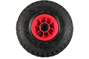 BENSON TOOLS 1x Sackkarrenrad 3.00-4 260x85 Bollerwagenrad Ersatzrad Luftbereift, rote Felge