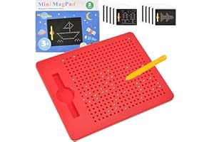 UHETLET Pizarra Magnética de Dibujo, Tablero de Dibujo Magnético Portátil 215 x 175 x 12 mm, Pizarra con Bola de Acero y Bolígrafo, Pizarra Educativa Magnética Reutilizable para Viajes para Dibujar