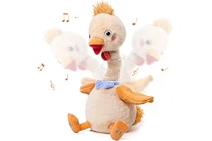 TUMAMA KIDS TUMAMA Poulet Parlant Qui Répète Ce Que Vous Dites Jouet Électrique Interactif Parlant Et Animé Ailes Mobiles, Peluche Chantante Cadeau d'anniversaire pour Les Tout-Petits Enfants