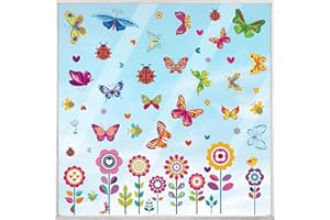 BOOAEE 109 immagini per finestre con primavera, autoadesive, per bambini, farfalle, per finestre e finestre