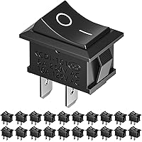 Mimoo 20 Stück ON/OFF Kippschalter, Mini Boat Schalter SPST Druckknopf Wippe für Auto Boot Haushaltsgeräte, Schwarz