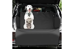 KYG pokrowiec do samochodu dla psa, tkanina oxford, wodoodporna, pyłoszczelna mata do bagażnika, uniwersalny pokrowiec do bagażnika z osłoną po bokach, czarny