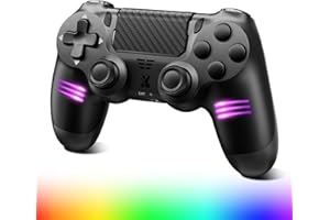 Glitfix Wireless Controller für PS-4, RGB Game Controller Kompatibel mit PS-4/Slim/Pro, Bluetooth Gamepad Joystick mit Dual Vibration/Touch Panel, 6-Achsen Gyro Sensor, 3.5mm Audio Jack(Black)
