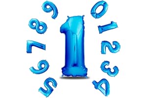 envami® Luftballon Geburtstag XXL Blau - Riesen Folienballon in 40" - 101cm Geburtstagsdeko - Ballon Zahl Deko zum Geburtstag - Geburtstagsdeko Jungen Blau - fliegt mit Helium (Zahl 1)