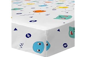 CTI Prześcieradło z gumką z nadrukiem 100% bawełny, Pokemon Pika