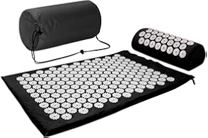 EARNMORE Akupressurmatte, Akupunktur matte, Akkupressmatte mit Kissen, Akkupressurmatte, Massagematte, Acupressure mat, Nadelkissen, Matte mit Stacheln, Akupressurmatte Rücken, Akupressure Set Black
